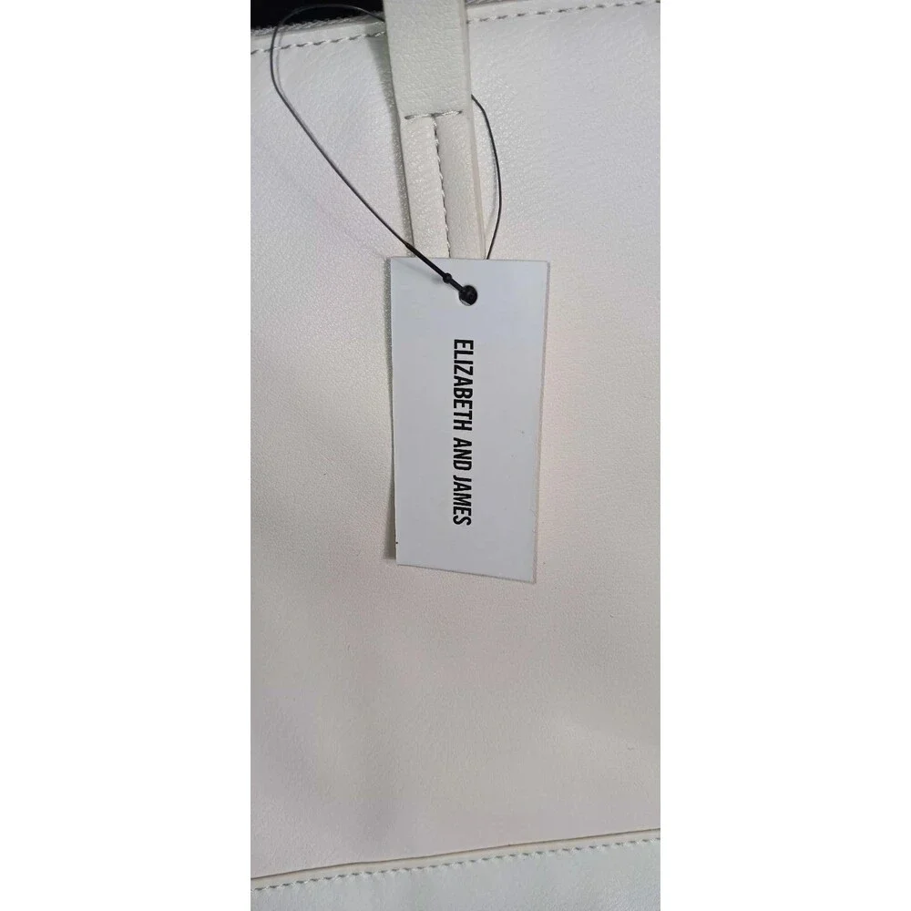 NWT! Elizabeth and James Large Vegan Leather Tote Bag  Cream Ivory Zip Top... - Picture 2 of 16
